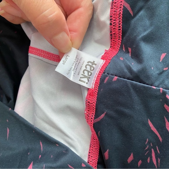 TEEKI Mid Rise Yoga Athleisure Tropical Leggings Large Sunset Beach Boho - Picture 7 of 9